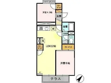 第3タツミコーポ(2LDK/1階)の間取り写真