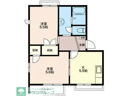 パークハイムC(2K/2階)の間取り写真