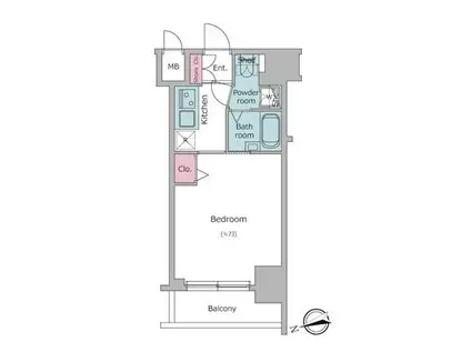 レジディア銀座東(1K/13階)の間取り写真