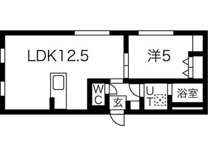 CASA PREMIATA 新道東(1LDK/4階)の間取り写真
