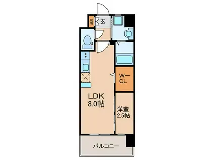 ギャラクシー二日市(1LDK/10階)の間取り写真