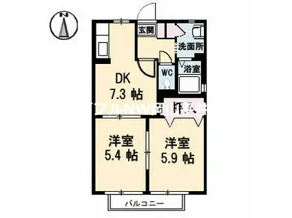 ヴィレッジ高島I A棟(2DK/1階)の間取り写真