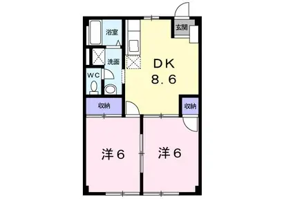 カーサ・ハル美(2DK/1階)の間取り写真