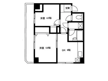 パラッツオ・イイノ(2DK/3階)の間取り写真