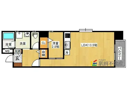 アヴァンティ久留米中央(1LDK/7階)の間取り写真