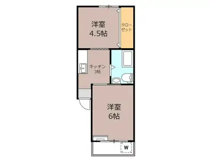 大久保ローヤルコーポ(2K/4階)の間取り写真