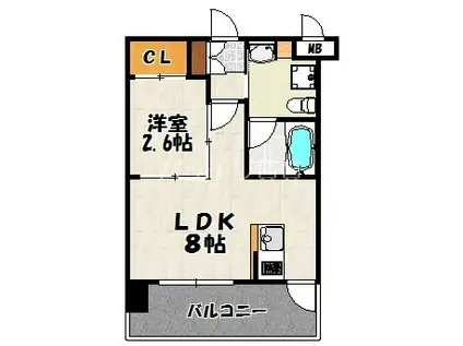 ドゥーエ赤坂(1LDK/14階)の間取り写真