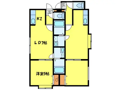 ミライコートII(1LDK/2階)の間取り写真