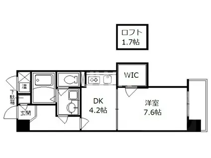 ウイングヒルズ京都南(1K/2階)の間取り写真