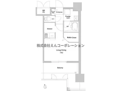 エンクレスト大手門III(1K/3階)の間取り写真