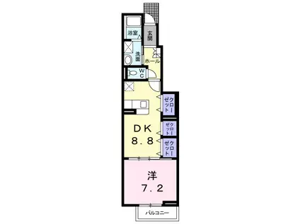 プラタ エムIII(1DK/1階)の間取り写真