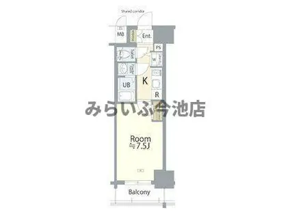 エスリード上前津テルツェ(1K/12階)の間取り写真