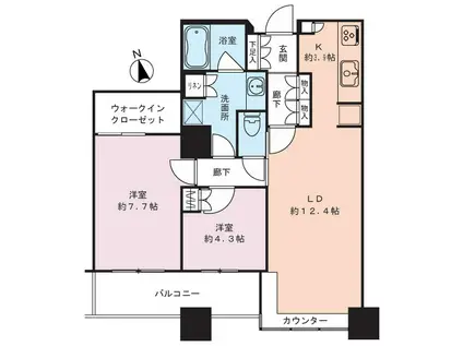 芝浦アイランド グローヴタワー(2LDK/21階)の間取り写真