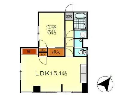 ハトバビル(1LDK/5階)の間取り写真