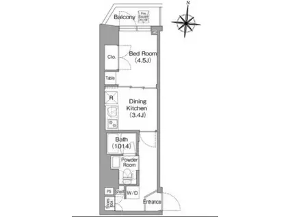 コンフォリア・リヴ木場イーストI(1K/6階)の間取り写真