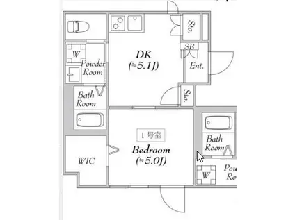 エリタージュ(1DK/3階)の間取り写真