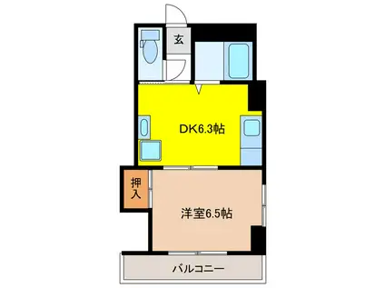 ル・べリエ(1DK/2階)の間取り写真