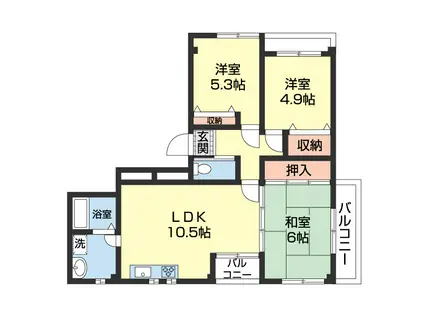 セントラル第1ビル(3LDK/3階)の間取り写真