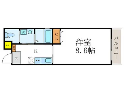 ドムール西院寿(1K/2階)の間取り写真