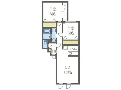 サントアリオ・デ本通南(2LDK/3階)の間取り写真