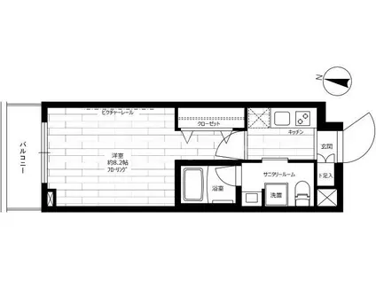 グランドコンシェルジュ氷川台(1K/2階)の間取り写真