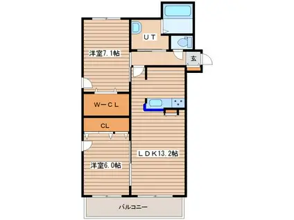 ＪＲ函館本線 発寒中央駅 徒歩13分 5階建 築7年(2LDK/2階)の間取り写真