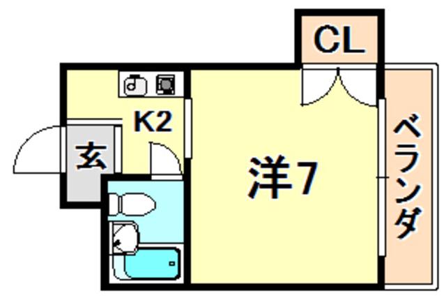 藤井ハイツ(ワンルーム/2階)の間取り写真
