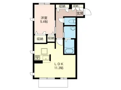 シャーメゾン小金(1LDK/1階)の間取り写真