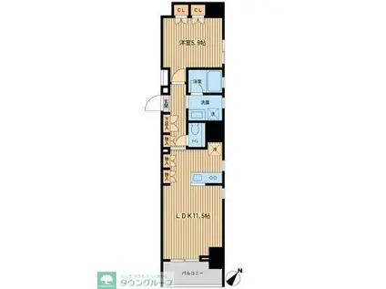 ザ・カシワ拾番(1LDK/6階)の間取り写真