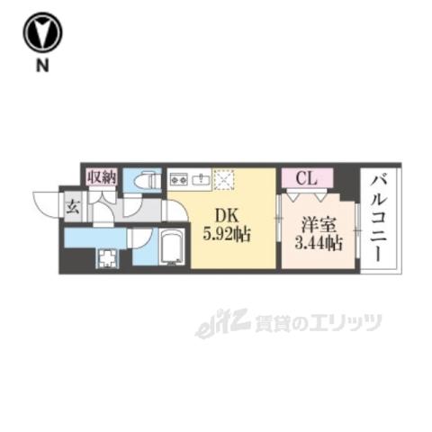 阪急京都線 西京極駅 徒歩18分 7階建 築1年(1DK/7階)の間取り写真