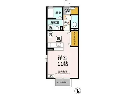 レセンテ・ジュン(ワンルーム/2階)の間取り写真