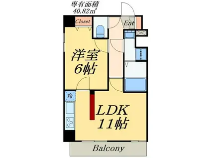 S-RESIDENCE 新御徒町 ウエスト(1LDK/10階)の間取り写真