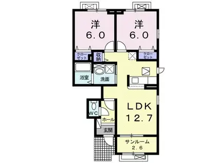 ハピネス 中保(2LDK/1階)の間取り写真