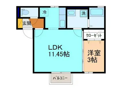 クレジュール(1LDK/2階)の間取り写真