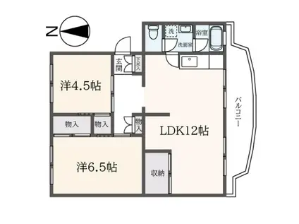 多摩ニュータウン落合団地B―5号棟(2LDK/5階)の間取り写真