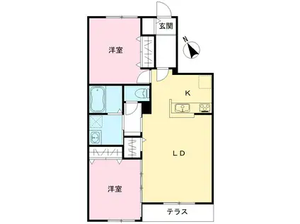 NOVガーデンハウス谷田部 FG棟(2LDK/1階)の間取り写真