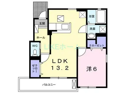 シャーロットタウンV(1LDK/1階)の間取り写真