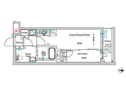 ラフィスタ鷺ノ宮(1LDK/4階)の間取り写真