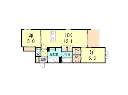 HEBEL MAISON 塚口(2LDK/1階)の間取り写真