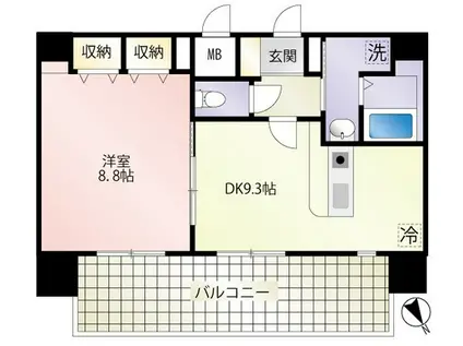 第22友建ビル(1DK/10階)の間取り写真