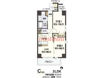 PLEO 瑞光(2LDK/5階)の間取り写真