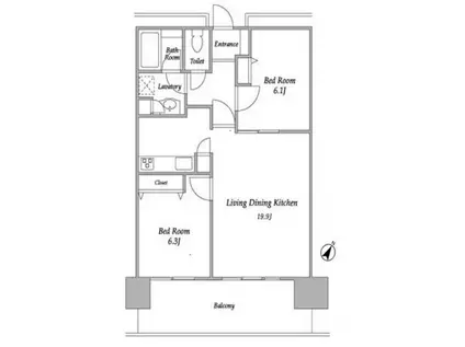プラザタワー勝どき(2LDK/16階)の間取り写真
