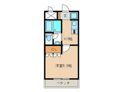 サンコートK(1K/1階)の間取り写真