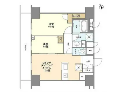 ブレス蔵前(2LDK/13階)の間取り写真