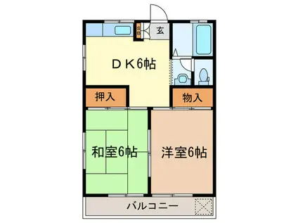 YMハイムNO.1(2DK/2階)の間取り写真