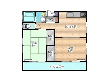 パークマンションカナダ(2DK/2階)の間取り写真