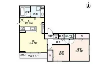 LUVITA新福寺町(2LDK/3階)の間取り写真