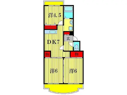 第17パールメゾン平川(3DK/3階)の間取り写真