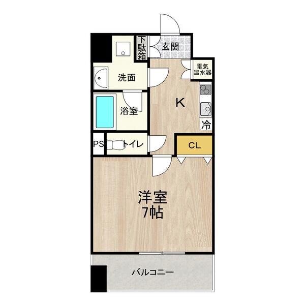 CITYSPIRE平野(1K/6階)の間取り写真