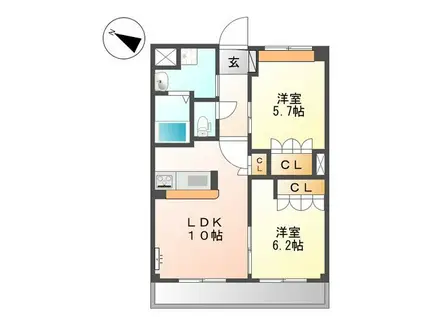 シィーエム・クイーン(2LDK/3階)の間取り写真